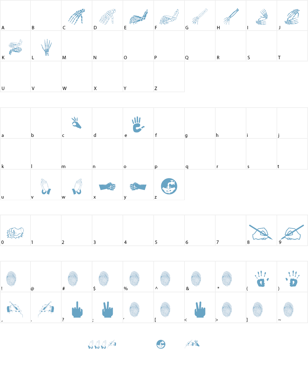 bu Handy Dings Font Character